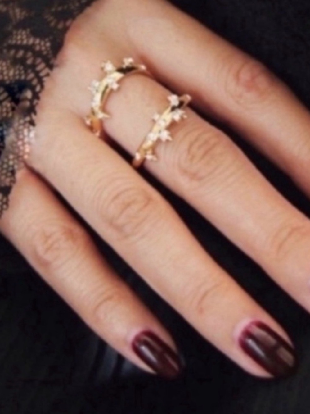 Alexis Bittar Gold Satellite Stacked Layered Crystal Ring Size 7 SB07